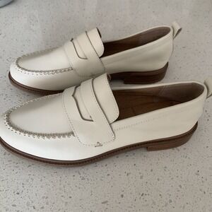 Kelsi Dagger Ivory Leather Loafer Classic Modern Style Comfortable Slip On Shoes